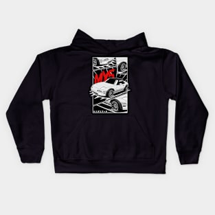 white miata jdm manga style Kids Hoodie